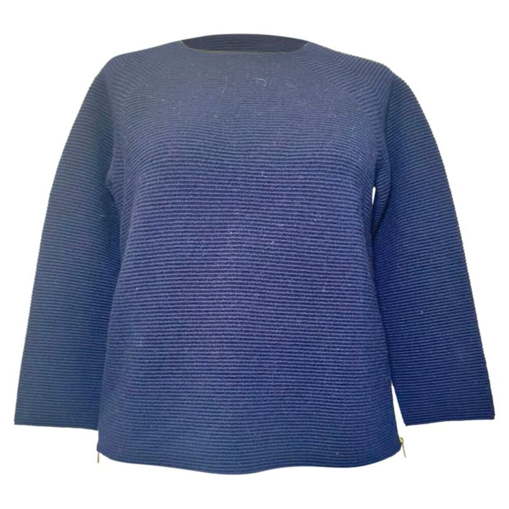 Chloé Boxy Knit Sweater in Navy Blue Wool